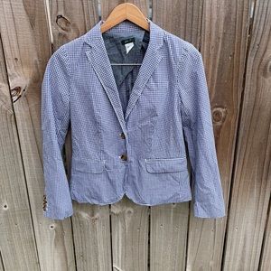 J. Crew Blue Gingham Blazer Sz 0 EUC